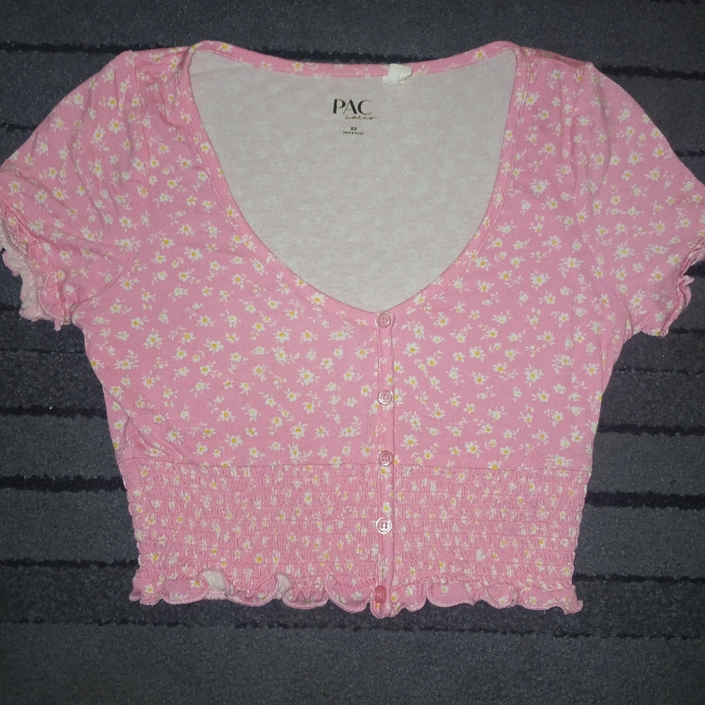 LIKE NEW PacSun Pink Floral Crop Top Size XS
